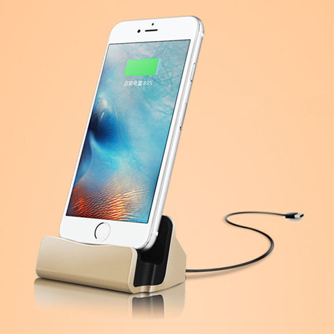 Desk Charger Charge and Sync Stand for IPhone 7 6s plus 6s 6 6plus 5s 5 Desktop Iphone Charger Gold