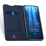 For VIVO V17 Pro Cellphone Cover PU Leather Shell Side Buckle Card Slots Mobile Phone Soft Case Overal Protection blue