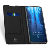 For VIVO V17 Pro Cellphone Cover PU Leather Shell Side Buckle Card Slots Mobile Phone Soft Case Overal Protection black