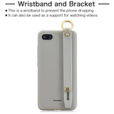 For Redmi 6A Simple Solid Color Chic Wrist Rope Bracket Matte TPU Anti-scratch Non-slip Protective Cover Back Case 12 gray