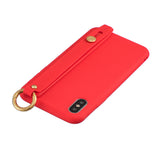 For Redmi 6A Simple Solid Color Chic Wrist Rope Bracket Matte TPU Anti-scratch Non-slip Protective Cover Back Case 4 red