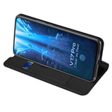 For VIVO V17 Pro Cellphone Cover PU Leather Shell Side Buckle Card Slots Mobile Phone Soft Case Overal Protection black