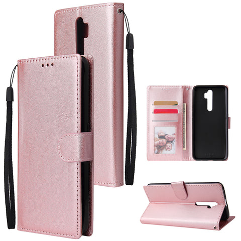 For Oppo A9 2020/Reno 2Z Cellphone Shell PU Leather Mobile Phone Cover Stand Available Anti-drop Elegant Smartphone Case Rose gold