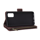 For Samsung A41 Mobile Phone Case Wallet Design Zipper Closure Overall Protection Cellphone Cover  3 brown