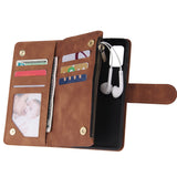For Samsung A41 Mobile Phone Case Wallet Design Zipper Closure Overall Protection Cellphone Cover  4 brown