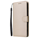 For Samsung A10 Flip-type Leather Protective Phone Case with 3 Card Position Buckle Design Phone Cover  Gold