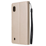 For Samsung A10 Flip-type Leather Protective Phone Case with 3 Card Position Buckle Design Phone Cover  Gold