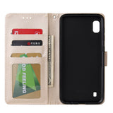 For Samsung A10 Flip-type Leather Protective Phone Case with 3 Card Position Buckle Design Phone Cover  Gold