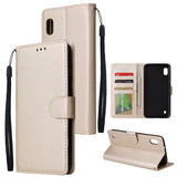 For Samsung A10 Flip-type Leather Protective Phone Case with 3 Card Position Buckle Design Phone Cover  Gold