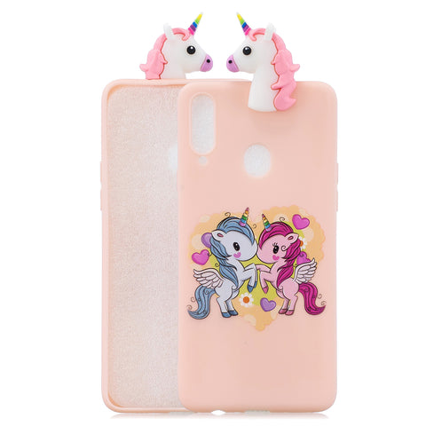 For Samsung A10S A20S Color Painting 3D Cartoon Animal Full Protective Soft TPU Mobile Phone Case Light pink