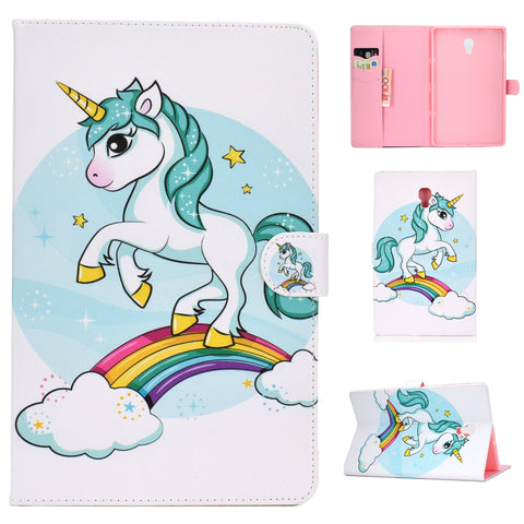 For Samsung T590 Laptop Protective Case Color Painted Smart Stay PU Cover with Front Snap single horned horse