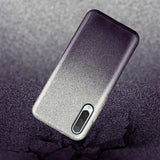 For Samsung A10/A50/A30S/A70/A20S Phone Case Gradient Color Glitter Powder Phone Cover with Airbag Bracket black