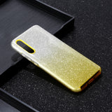 For Samsung A10/A50/A30S/A70/A20S Phone Case Gradient Color Glitter Powder Phone Cover with Airbag Bracket yellow