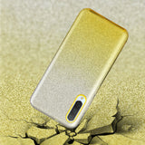 For Samsung A10/A50/A30S/A70/A20S Phone Case Gradient Color Glitter Powder Phone Cover with Airbag Bracket yellow