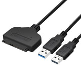 USB 3.0 To SATA 7+15 Pin Adapter Cable for 2.5 Inch HDD SSD 20/25CM black