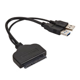USB 3.0 To SATA 7+15 Pin Adapter Cable for 2.5 Inch HDD SSD 20/25CM black
