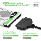 USB 3.0 To SATA 7+15 Pin Adapter Cable for 2.5 Inch HDD SSD 20/25CM black