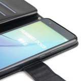 For HUAWEI P10 Lite Leather Protective Phone Case with 9 Card Position Buckle Bracket Lanyard Mint color
