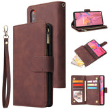 For HUAWEI P30 HUAWEI P30 lite HUAWEI P30 pro Multi-card Bracket Coin Wallet Zipper Mobile Phone PU Leather Phone Case  3 brown