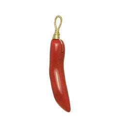 Red coral horn - Silver