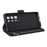 For HUAWEI P40 pro plus Zipper Purse Leather Mobile Phone Cover with Cards Slot Phone Bracket 1 black