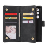 For HUAWEI P40 pro plus Zipper Purse Leather Mobile Phone Cover with Cards Slot Phone Bracket 1 black