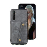 For OPPO A9 2020/Realme XT/Reno 2 Mobile Phone Shell Classic Textured Pattern Buckle Closure Design Anti-fall Smartphone Case  gray