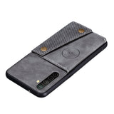 For OPPO A9 2020/Realme XT/Reno 2 Mobile Phone Shell Classic Textured Pattern Buckle Closure Design Anti-fall Smartphone Case  gray