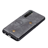 For OPPO A9 2020/Realme XT/Reno 2 Mobile Phone Shell Classic Textured Pattern Buckle Closure Design Anti-fall Smartphone Case  gray