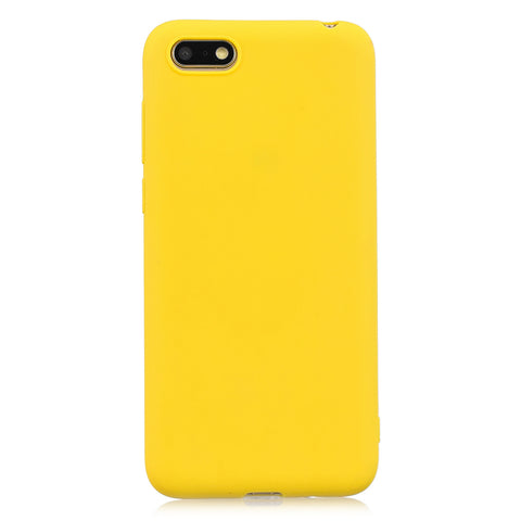 for HUAWEI Y5 2018 Cute Candy Color Matte TPU Anti-scratch Non-slip Protective Cover Back Case yellow