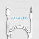 Lighting to 3.5mm Male Jack Aux Audio Extension Cable for 7 8 Plus X XS X XR Car Speaker Connector Adapter Cord white
