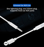 Lighting to 3.5mm Male Jack Aux Audio Extension Cable for 7 8 Plus X XS X XR Car Speaker Connector Adapter Cord white