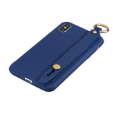 For Redmi 6A Simple Solid Color Chic Wrist Rope Bracket Matte TPU Anti-scratch Non-slip Protective Cover Back Case 7 royal blue