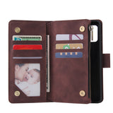 For Samsung A41 Mobile Phone Case Wallet Design Zipper Closure Overall Protection Cellphone Cover  5 wine red