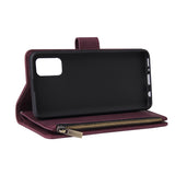 For Samsung A41 Mobile Phone Case Wallet Design Zipper Closure Overall Protection Cellphone Cover  5 wine red
