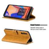 For Samsung A7 2018 Denim Pattern Solid Color Flip Wallet PU Leather Protective Phone Case with Buckle & Bracket yellow