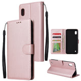 For Samsung A10 Flip-type Leather Protective Phone Case with 3 Card Position Buckle Design Phone Cover  Rose gold