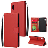 For Samsung A10 Flip-type Leather Protective Phone Case with 3 Card Position Buckle Design Phone Cover  red