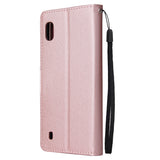 For Samsung A10 Flip-type Leather Protective Phone Case with 3 Card Position Buckle Design Phone Cover  Rose gold