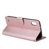 For Samsung A10 Flip-type Leather Protective Phone Case with 3 Card Position Buckle Design Phone Cover  Rose gold