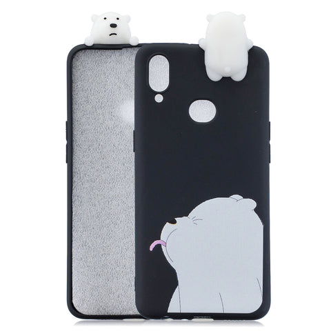 For Samsung A10S A20S Color Painting 3D Cartoon Animal Full Protective Soft TPU Mobile Phone Case black