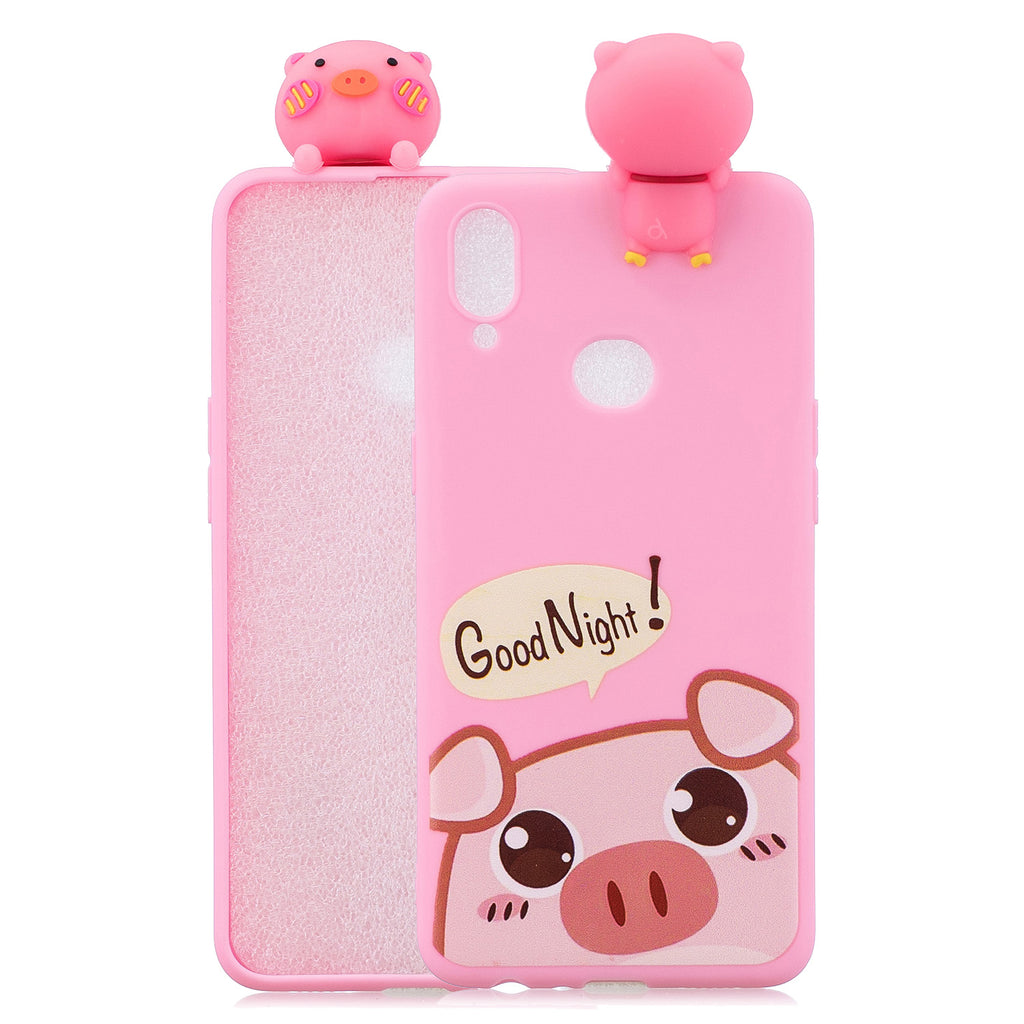 For Samsung A10S A20S Color Painting 3D Cartoon Animal Full Protective Soft TPU Mobile Phone Case Rose red