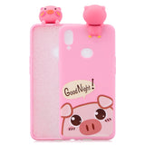 For Samsung A10S A20S Color Painting 3D Cartoon Animal Full Protective Soft TPU Mobile Phone Case Rose red