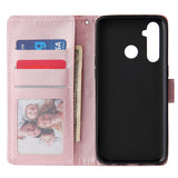 For OPPO Realme 5 Rro Cellphone Cover Buckle Closure Cards Holder Wallet Design Stand Function PU Leather Smart Shell Overall Protection  Rose gold