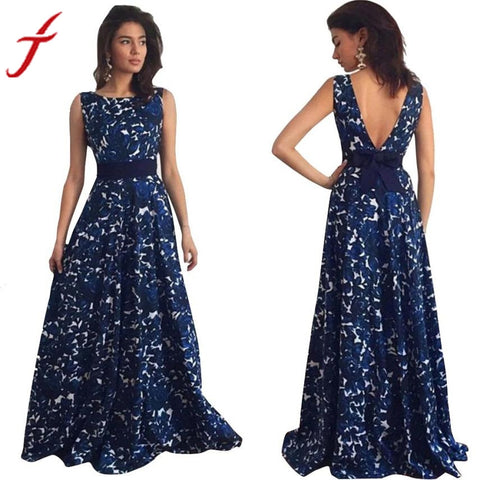 Women's Fashion Print Sexy Women Long Formal Hollow Out Straight Party Ball Gown Evening #LSIW
