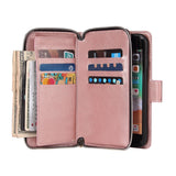 For Iphone 6/6s/6 Plus/6s Plus/7 Plus/8 Plus Pu Leather  Mobile Phone Cover Zipper Card Bag + Wrist Strap Rose gold