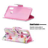 For Samsung A10/A20/A30 Smartphone Case PU Leather Wallet Design Cellphone Cover with Card Holder Stand Available Watercolor flower