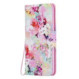 For Samsung A10/A20/A30 Smartphone Case PU Leather Wallet Design Cellphone Cover with Card Holder Stand Available Watercolor flower