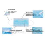 Face Masks Disposable 3 Layers Dustproof Mask Facial Protective Cover Masks Set Anti-Dust Salon Earloop Mask blue_20PCS