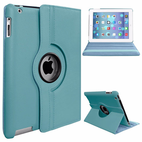 PU Leather Smart Stand Flip Case Cover for Apple iPad mini3/2/1 360 Rotation Tablet Full Protector Case Sky blue
